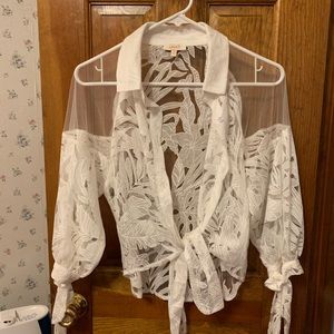 Sheer white cardigan top size M